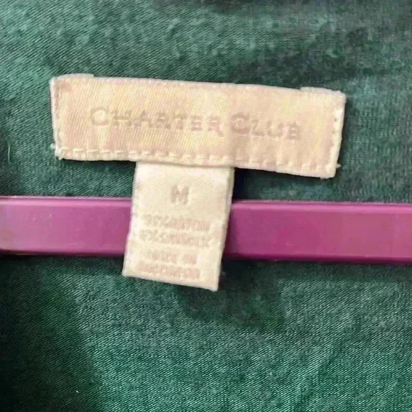 Charter club medium Forrest green plaid button top (very soft!) - Picture 6 of 8